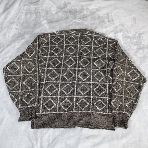 Vintage Career Club Geometric Cardigan Sweater Mens Large Grandpa Style Knit 90s - Picture 5 of 8